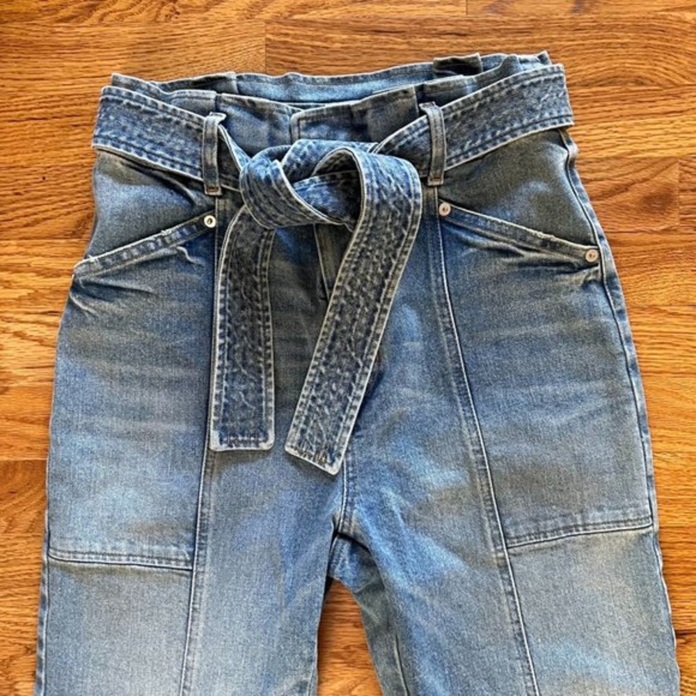A.L.C. Luke High-Rise Denim Jeans Women Blue 8 Belted Waist NWT - Picture 7 of 10